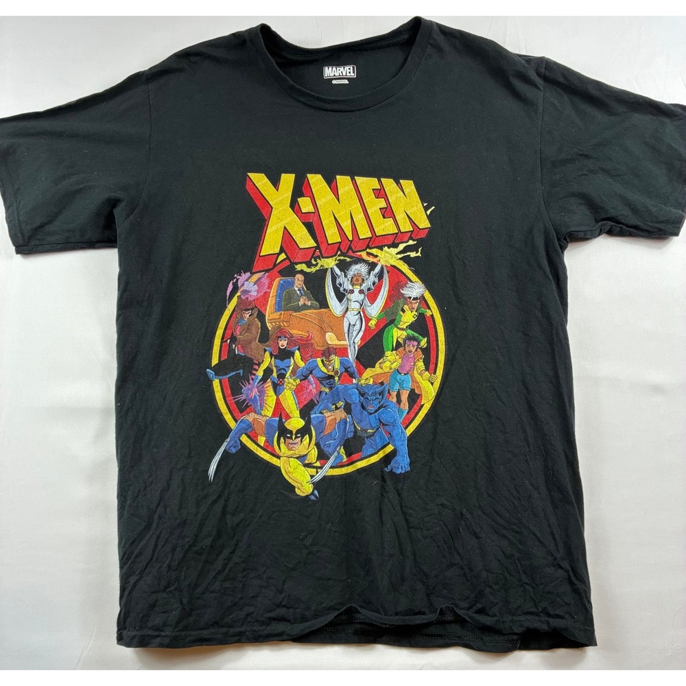 Vintage Marvel X-Men Graphic T-Shirt Mens Large Black Short Sleeve Comic Book Te